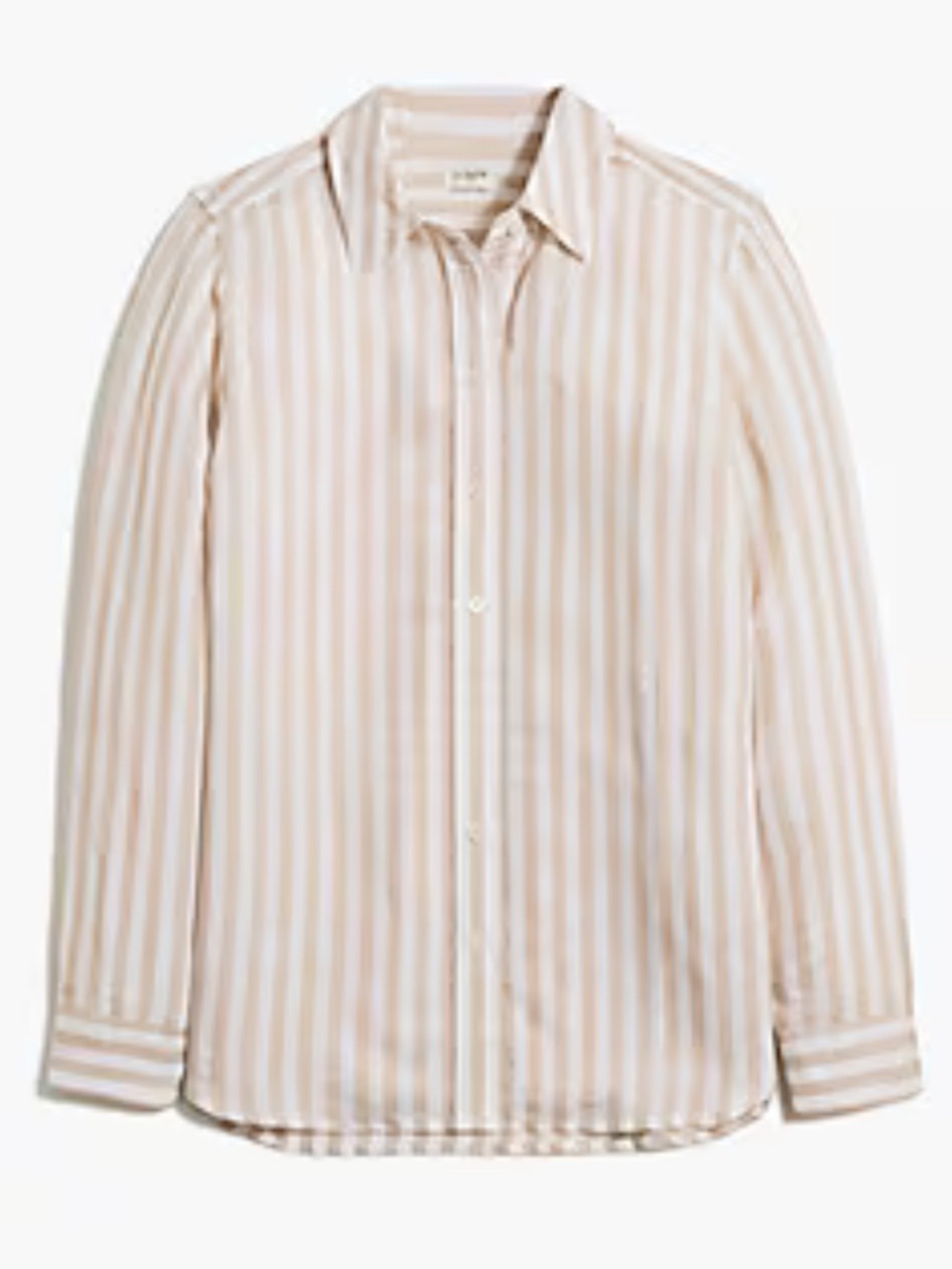 J. Crew Factory Beige and White Striped Button-Down Shirt